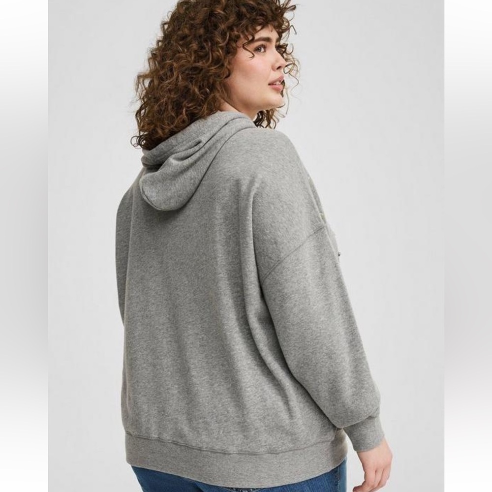NWT Torrid Size 2X Drop Shoulder Rhinestone Embellished Hoodie 18/20 - Picture 5 of 5